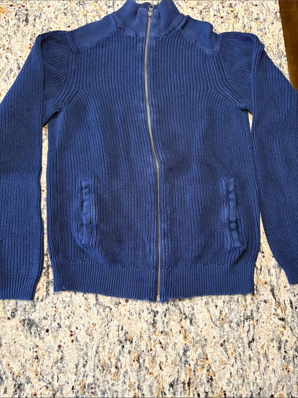 Pact Men's Organic Deep Blue Full-Zip Knit Sweater